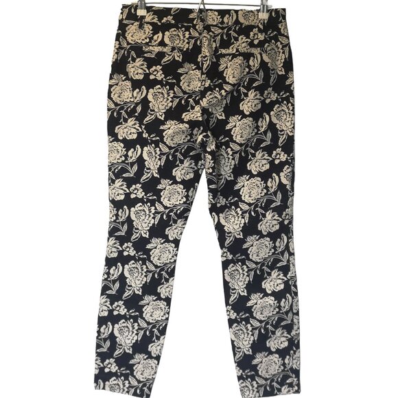 Gap Signature Skinny Ankle Khaki Navy Floral Pants Size 8 - Picture 2 of 5